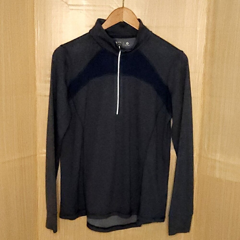 Xersion Womens Blue Micro Striped Quarter Zip Slim Fit Lightweight Pullover XXL
